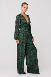 This is an image of Lenny Jumpsuit in Sparrow - RESA featuring a model wearing the dress