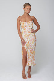 This is an image of Madison Slip in Gardenia - RESA featuring a model wearing the dress