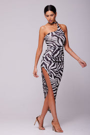 This is an image of Nicole Mesh Midi in Tigris - RESA featuring a model wearing the dress
