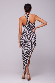 This is an image of Nicole Mesh Midi in Tigris - RESA featuring a model wearing the dress