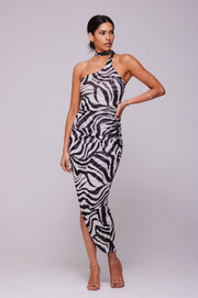 This is an image of Nicole Mesh Midi in Tigris - RESA featuring a model wearing the dress