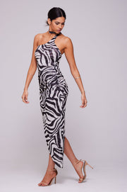 This is an image of Nicole Mesh Midi in Tigris - RESA featuring a model wearing the dress