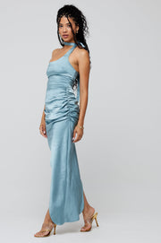 This is an image of Nicole Midi in Slate - RESA featuring a model wearing the dress