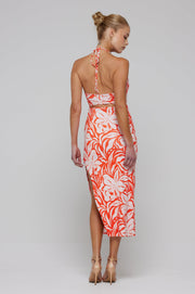 This is an image of Nikki Dress in Clementine - RESA featuring a model wearing the dress