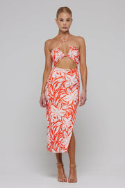 This is an image of Nikki Dress in Clementine - RESA featuring a model wearing the dress
