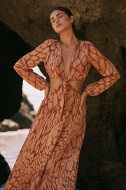 This is an image of Noelle Maxi in Zion - RESA featuring a model wearing the dress