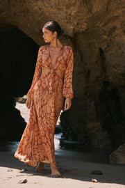 This is an image of Noelle Maxi in Zion - RESA featuring a model wearing the dress