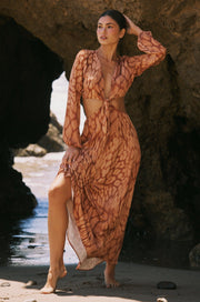 This is an image of Noelle Maxi in Zion - RESA featuring a model wearing the dress