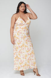 This is an image of Pfeiffer Dress in Gardenia - RESA featuring a model wearing the dress