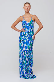 This is an image of Rose Maxi in Aqua - RESA featuring a model wearing the dress