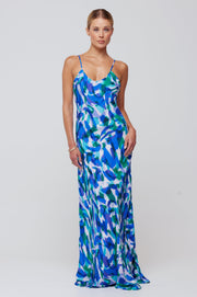 This is an image of Rose Maxi in Aqua - RESA featuring a model wearing the dress