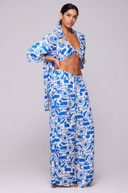 This is an image of Sandy Blouse in Pacific - RESA featuring a model wearing the dress
