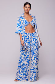 This is an image of Sandy Blouse in Pacific - RESA featuring a model wearing the dress