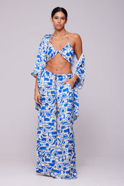 This is an image of Sandy Blouse in Pacific - RESA featuring a model wearing the dress