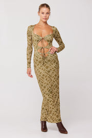 This is an image of Simone Dress in Link - RESA featuring a model wearing the dress