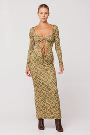 This is an image of Simone Dress in Link - RESA featuring a model wearing the dress