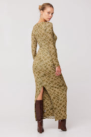 This is an image of Simone Dress in Link - RESA featuring a model wearing the dress