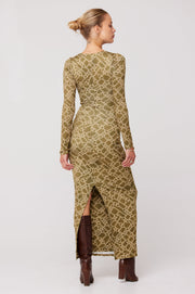 This is an image of Simone Dress in Link - RESA featuring a model wearing the dress