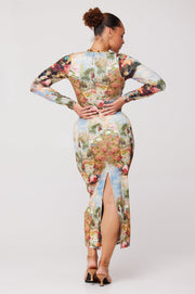 This is an image of Simone Dress in Shakespeare - RESA featuring a model wearing the dress