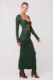 This is an image of Simone Dress in Sparrow - RESA featuring a model wearing the dress