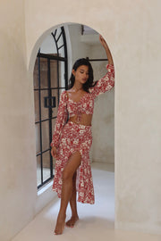 This is an image of Skatie Skirt in Magnolia - RESA featuring a model wearing the dress