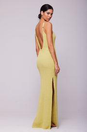 This is an image of Sohni Dress in Lime - RESA featuring a model wearing the dress