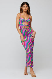 This is an image of Summer Midi in Candy - RESA featuring a model wearing the dress