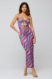 This is an image of Summer Midi in Candy - RESA featuring a model wearing the dress