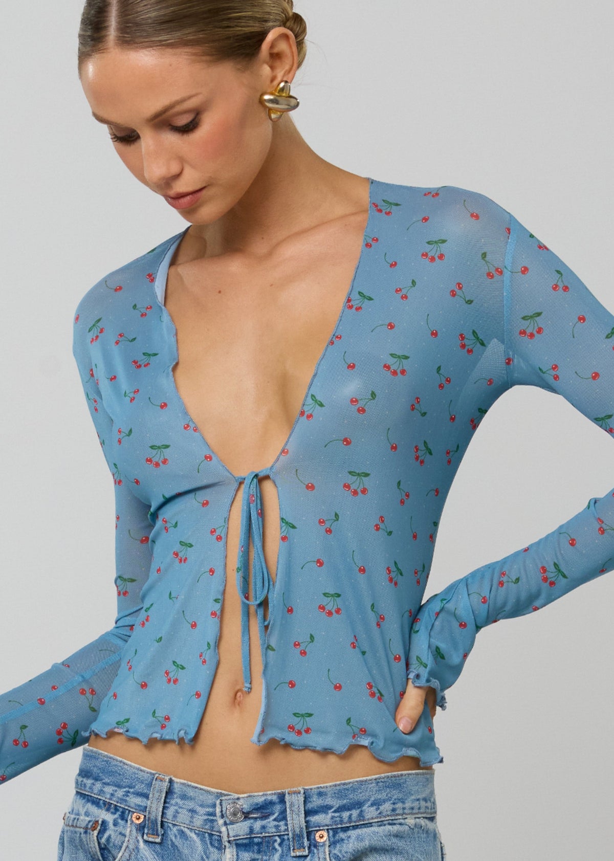 This is an image of Aliyah Mesh Top in Fizz - RESA featuring a model wearing the dress