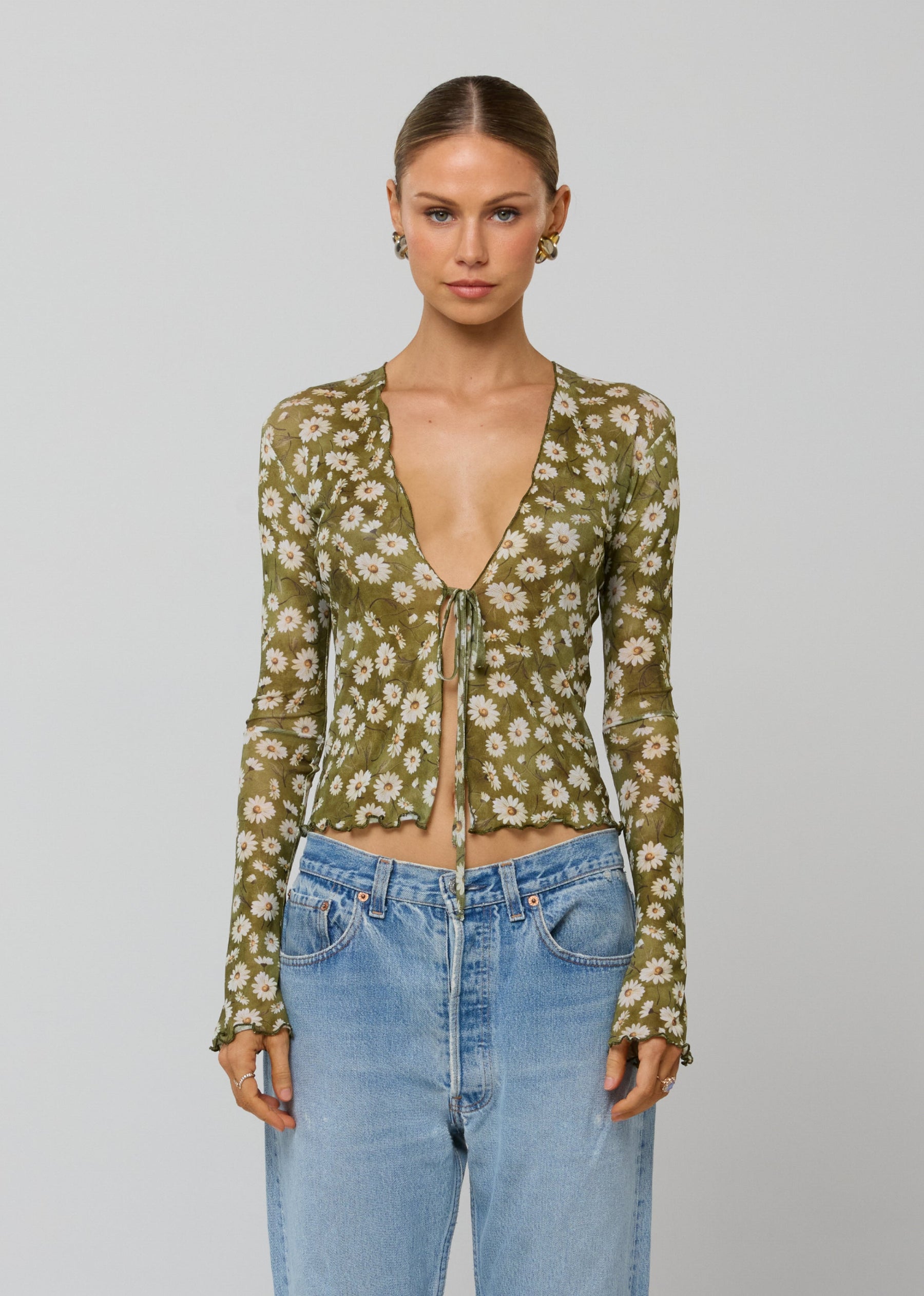 This is an image of Aliyah Mesh Top in Lovelace - RESA featuring a model wearing the dress