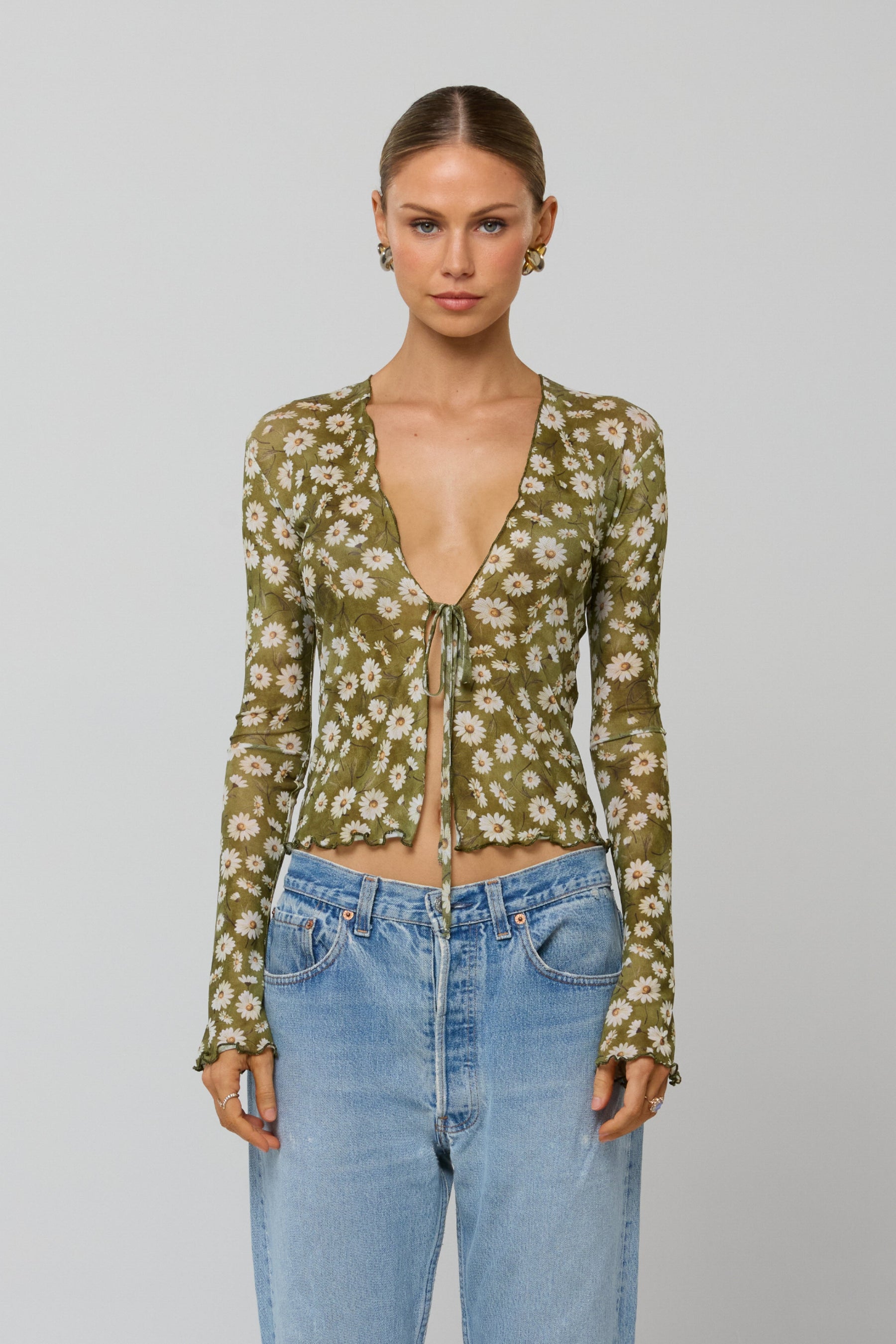 This is an image of Aliyah Mesh Top in Lovelace - RESA featuring a model wearing the dress