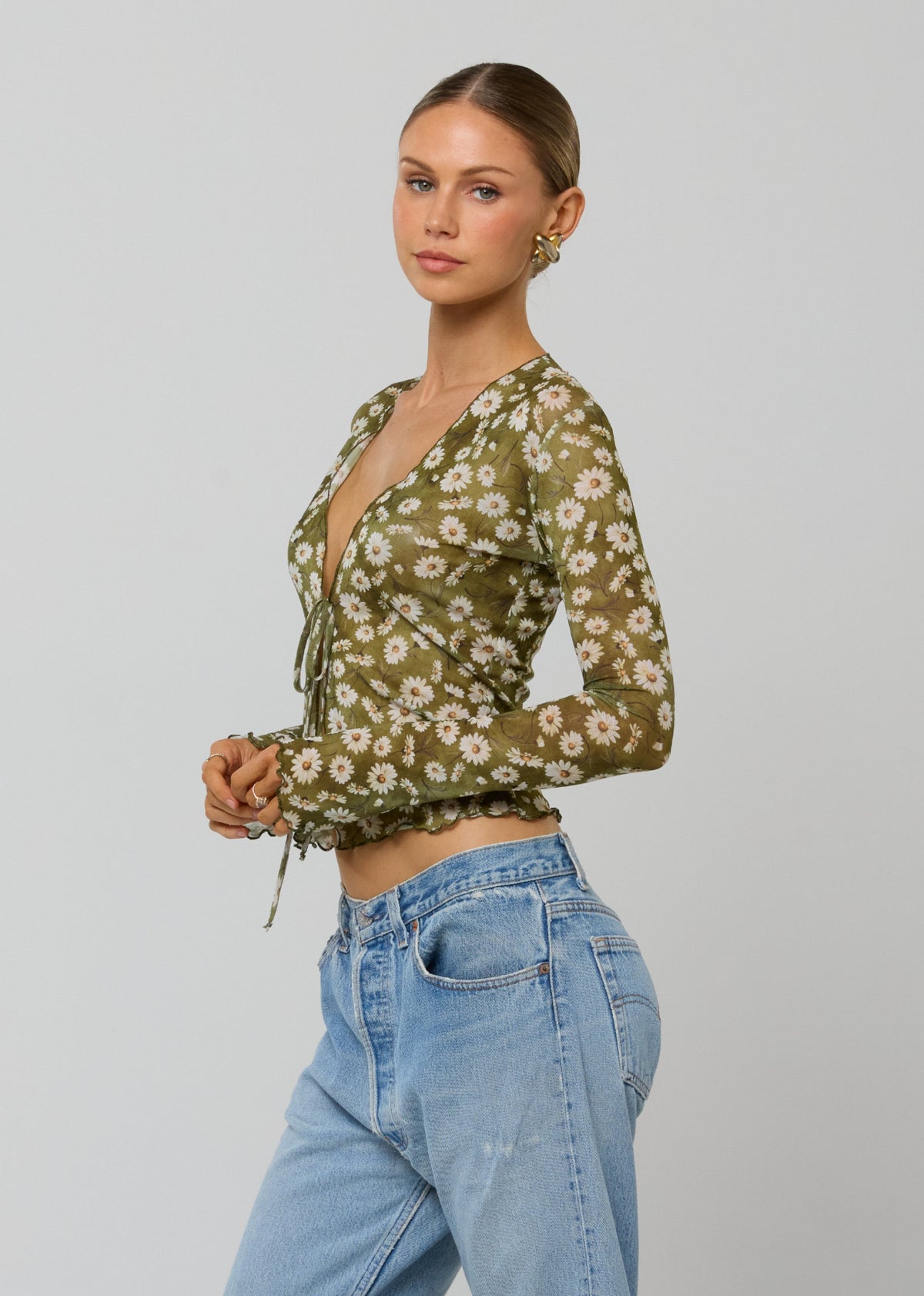 This is an image of Aliyah Mesh Top in Lovelace - RESA featuring a model wearing the dress