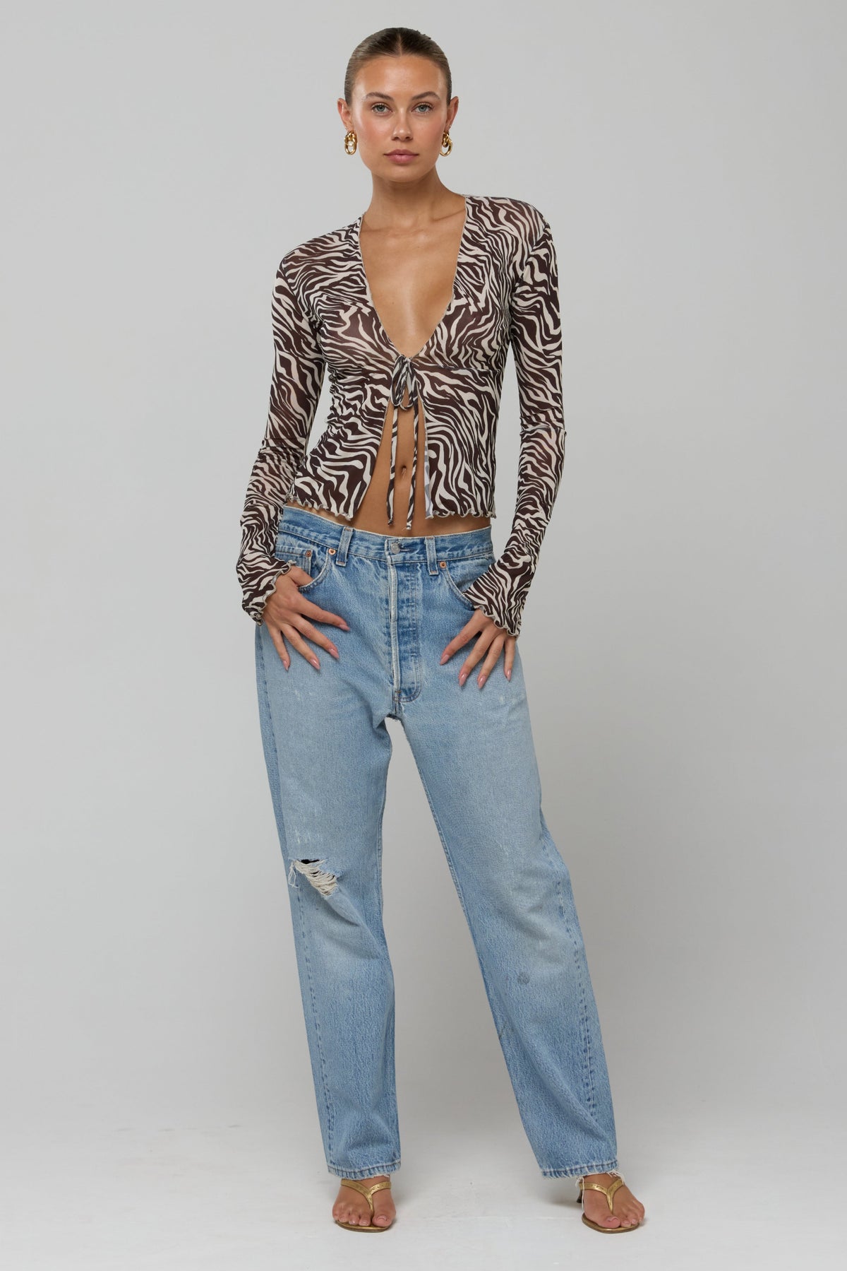 This is an image of Aliyah Mesh Top in Selva - RESA featuring a model wearing the dress