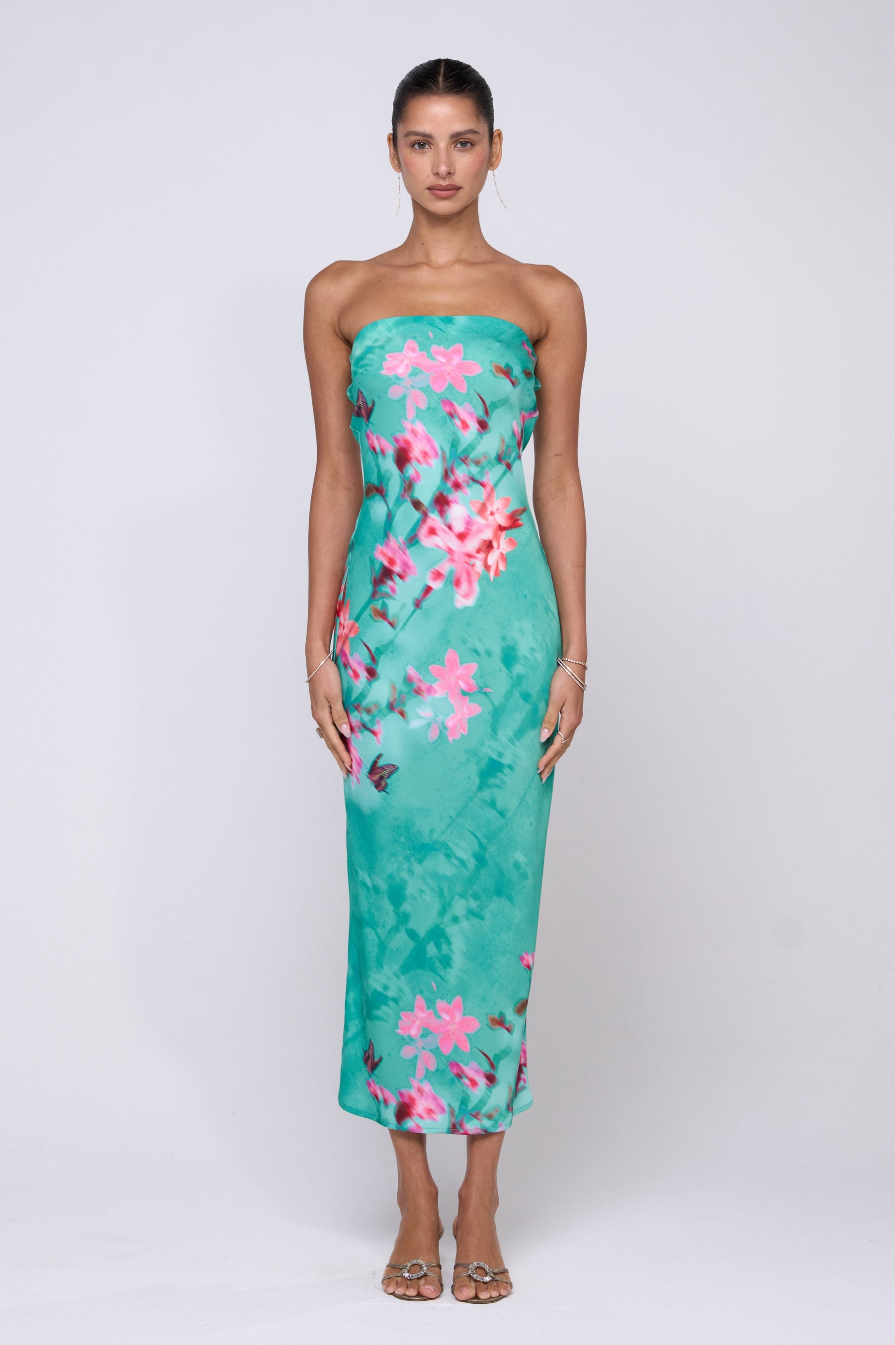 This is an image of Anna Slip in Clearwater - RESA featuring a model wearing the dress