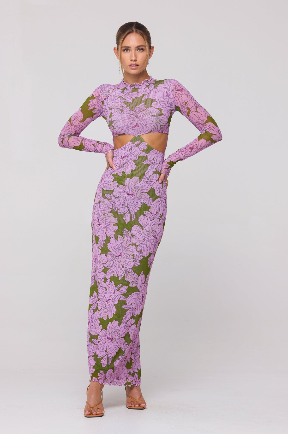 This is an image of Audrey Dress in Aster - RESA featuring a model wearing the dress
