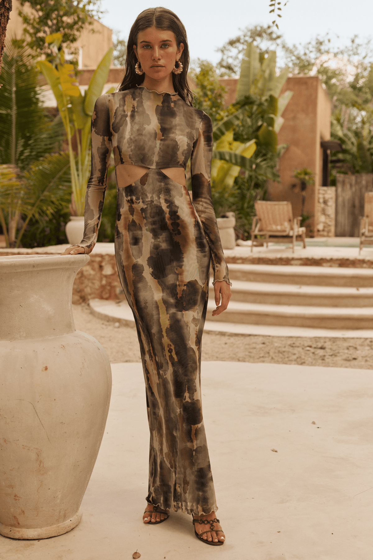 This is an image of Audrey Dress in Dusk - RESA featuring a model wearing the dress