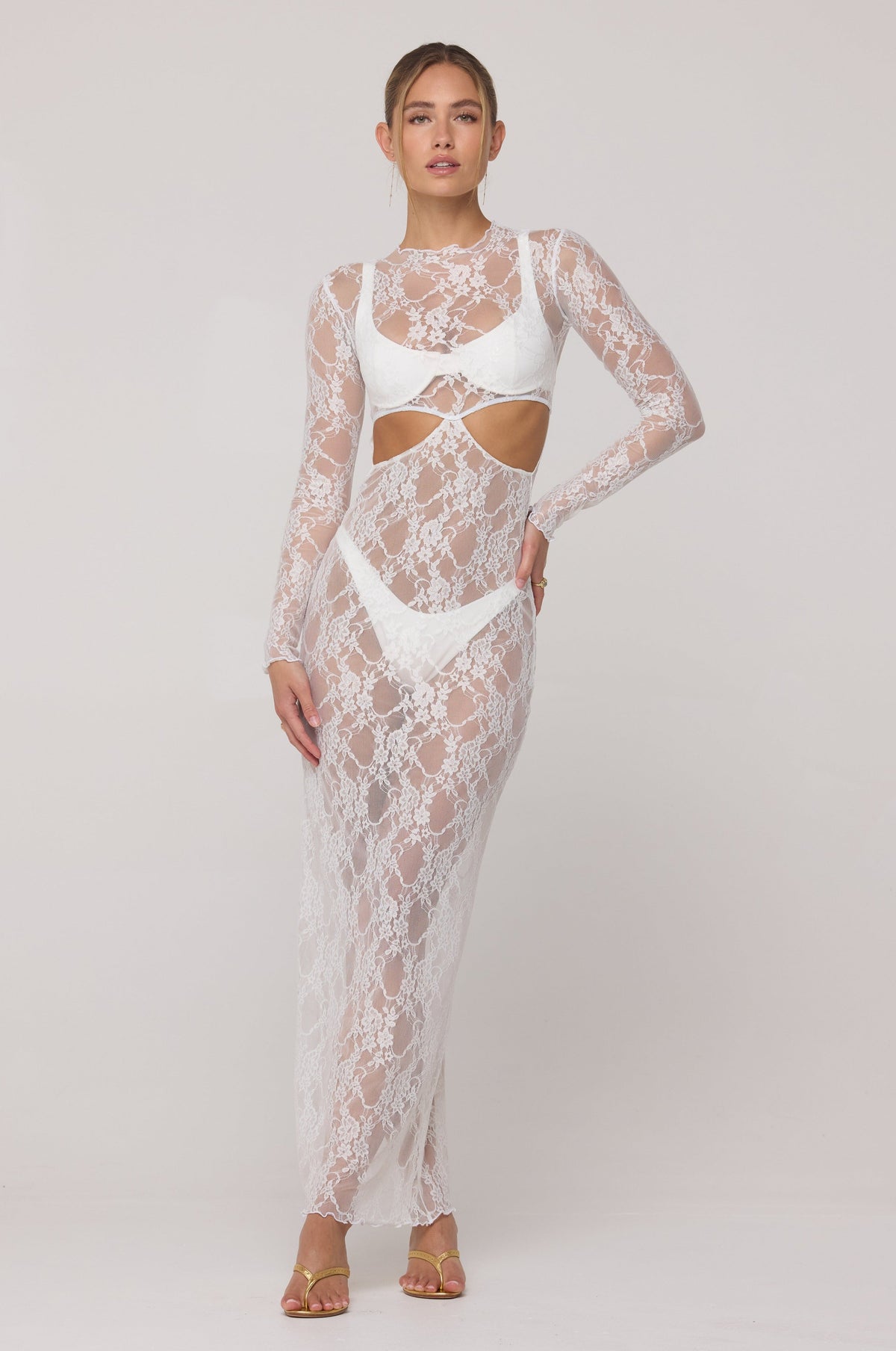 Audrey Lace Dress in White Lace RESA Audrey Lace Dress in White Lace RESA
