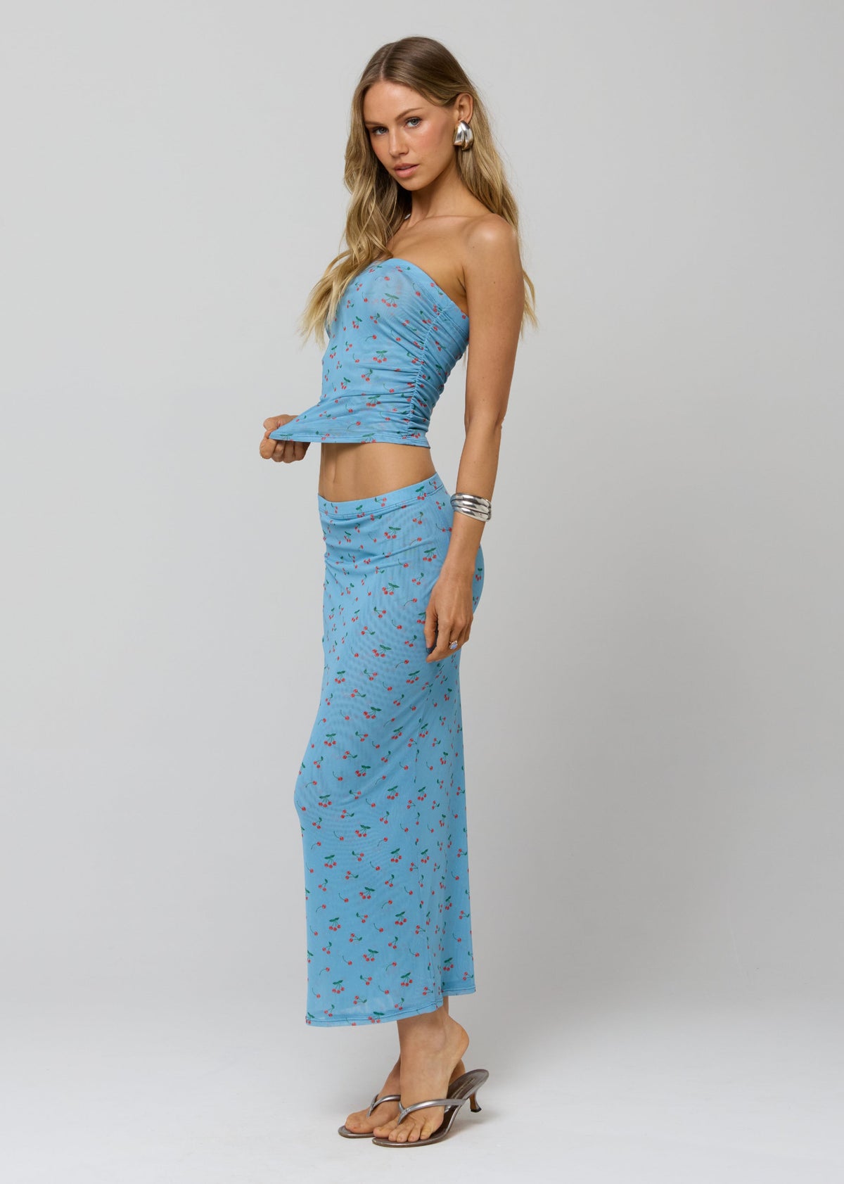 This is an image of Bonnie Mesh Top in Fizz - RESA featuring a model wearing the dress