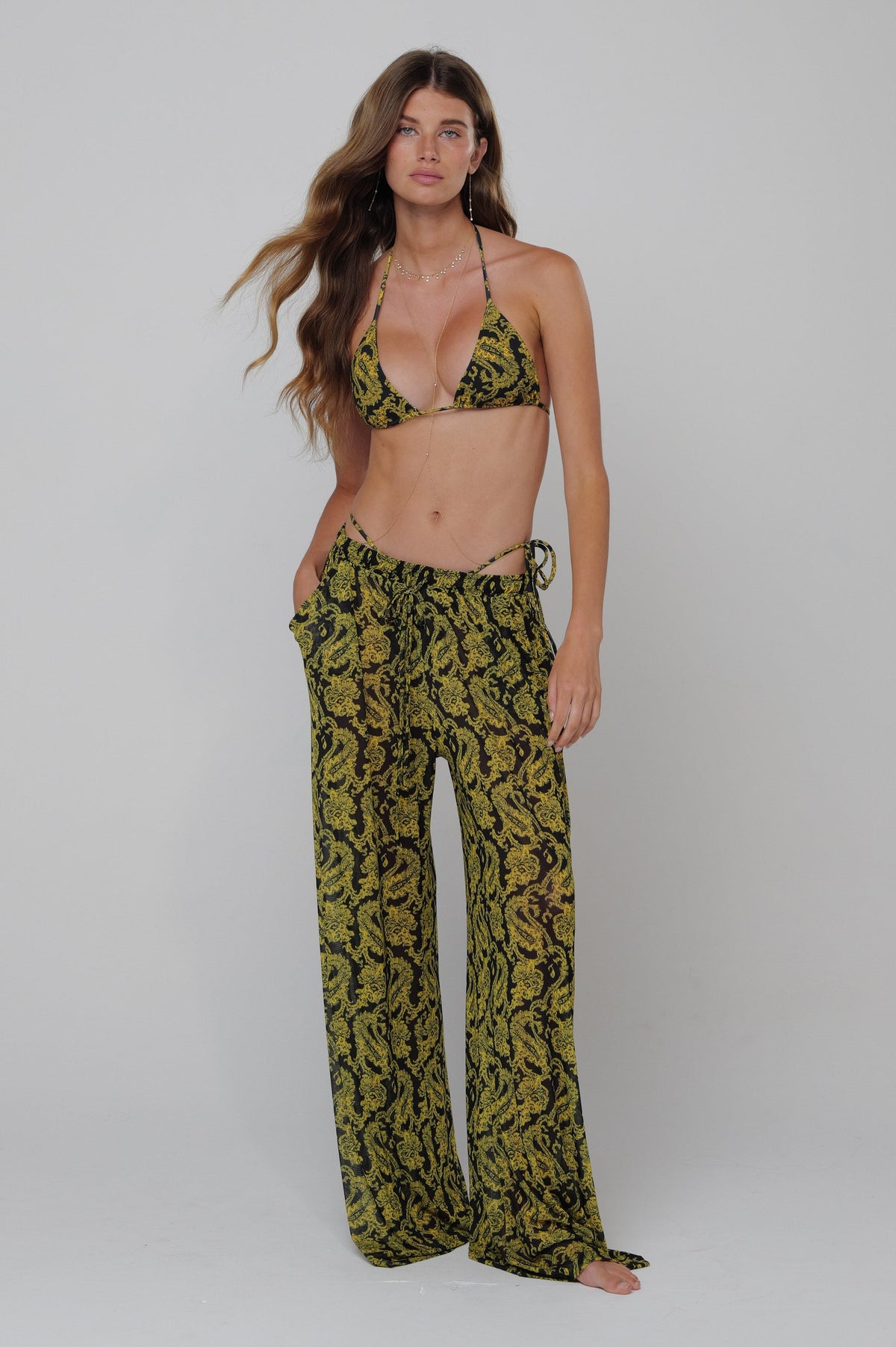 This is an image of Chase Mesh Pant in Sorrento - RESA featuring a model wearing the dress