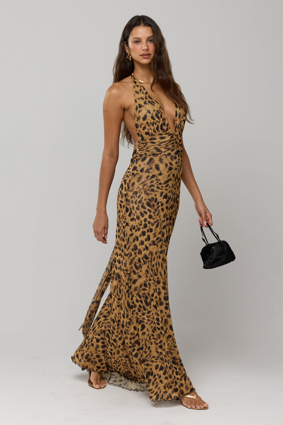 long sleeved long black dress Kloey Long Sleeve Knit Maxi Dress L | XL | Black | Womens