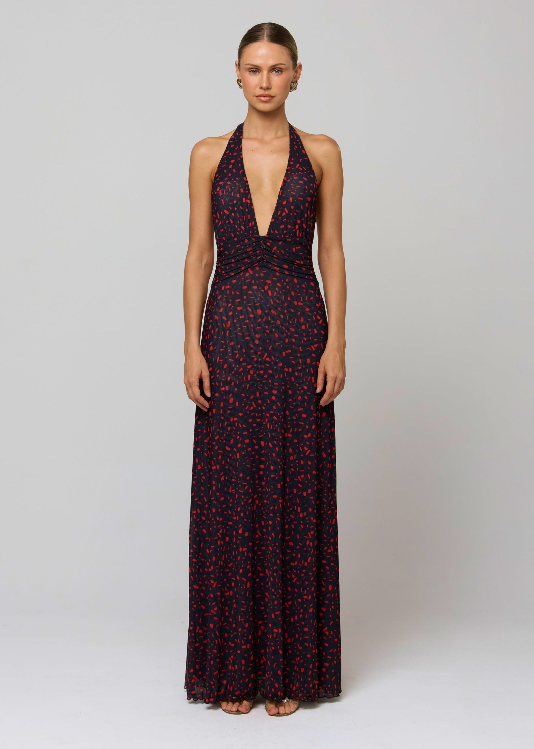 This is an image of Chelsea Dress in Rouge - RESA featuring a model wearing the dress