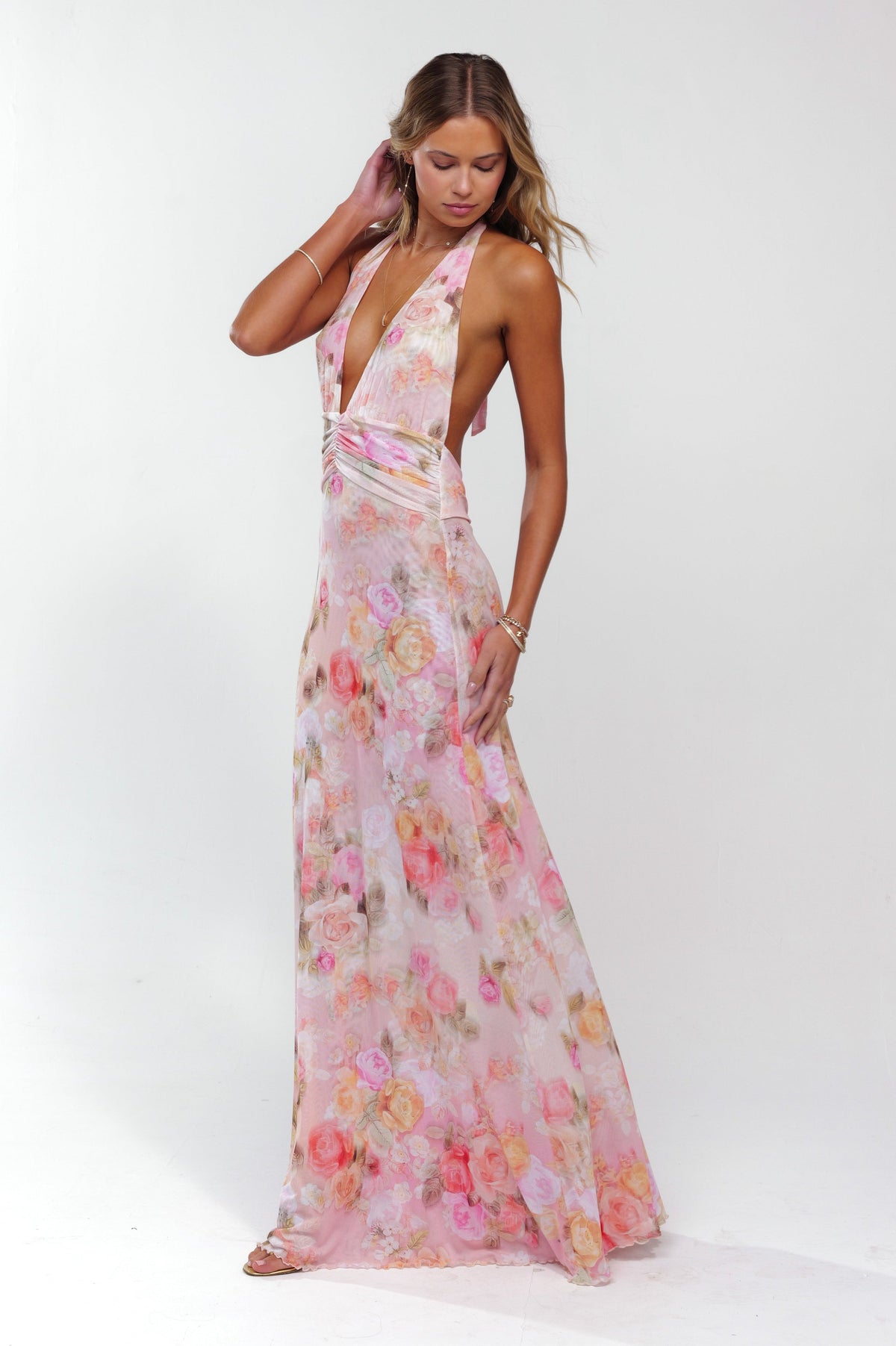 This is an image of Chelsea Maxi Dress in Aspen - RESA featuring a model wearing the dress