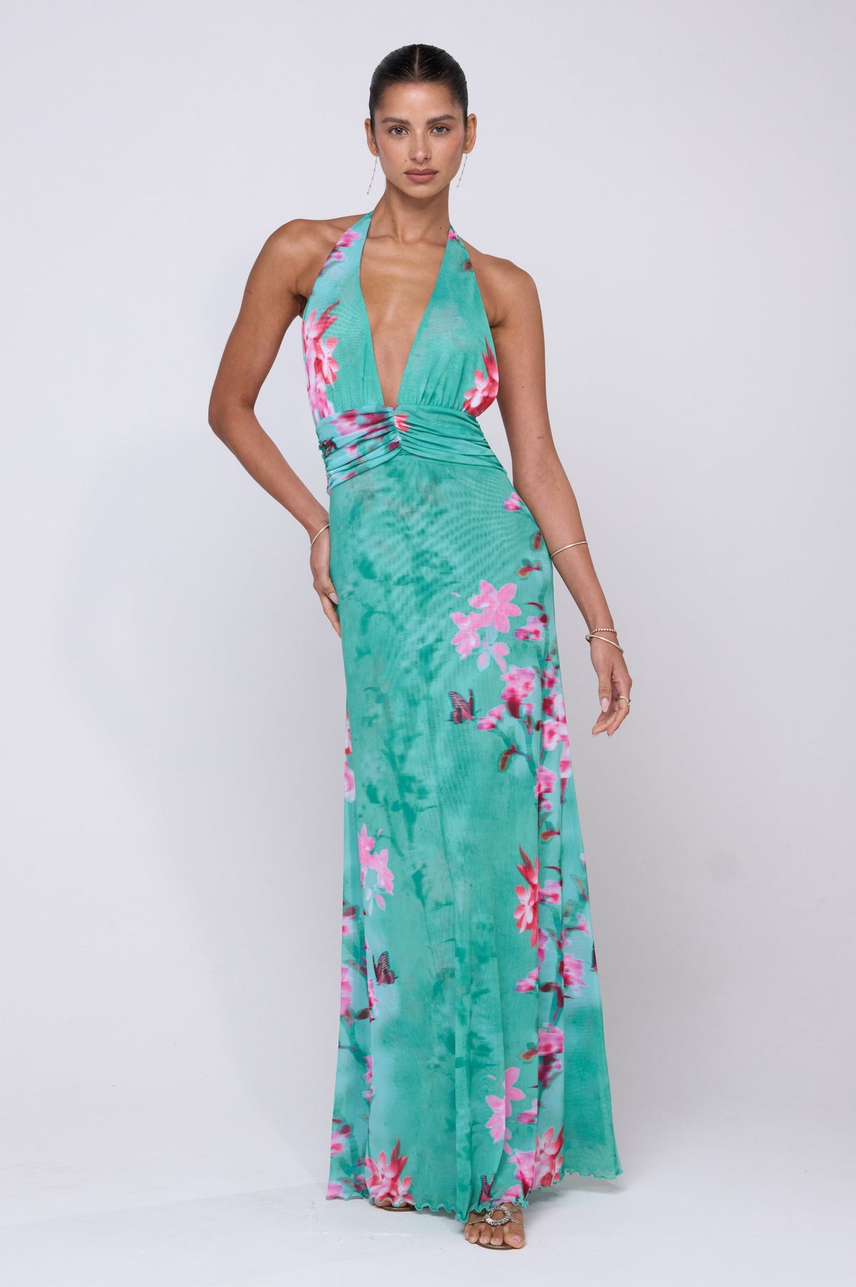 This is an image of Chelsea Maxi Dress in Clearwater - RESA featuring a model wearing the dress
