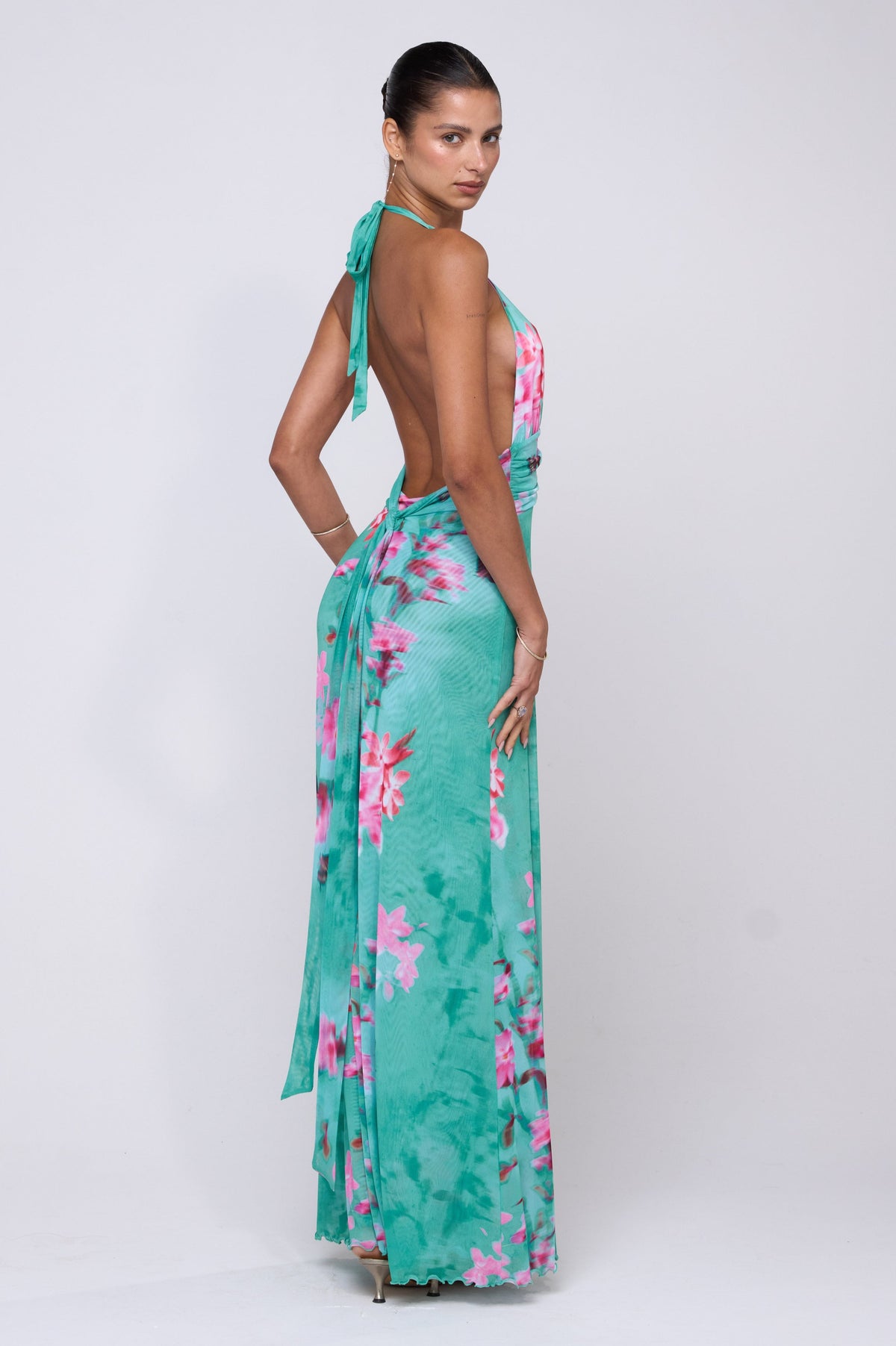 This is an image of Chelsea Maxi Dress in Clearwater - RESA featuring a model wearing the dress