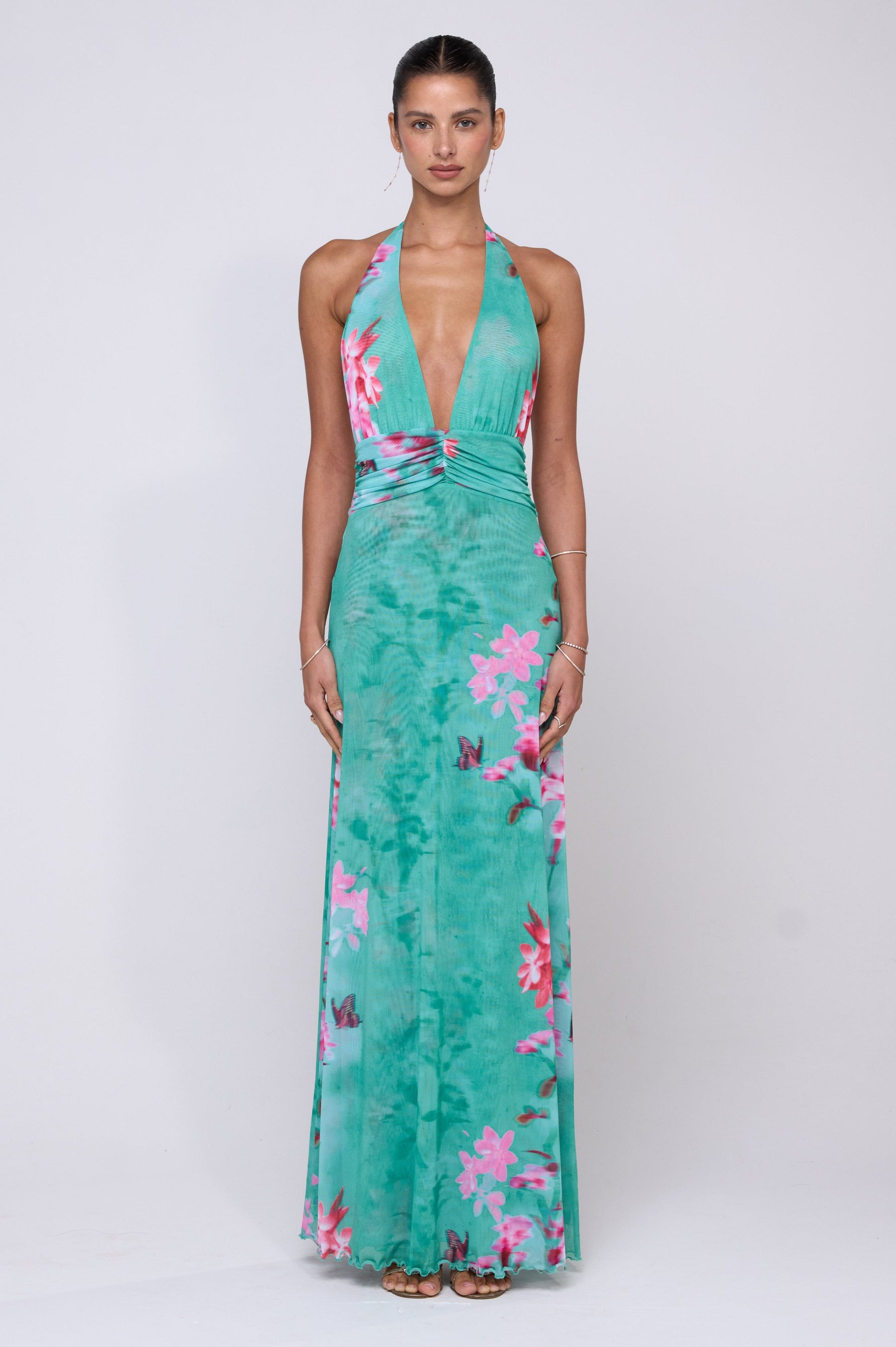 This is an image of Chelsea Maxi Dress in Clearwater - RESA featuring a model wearing the dress