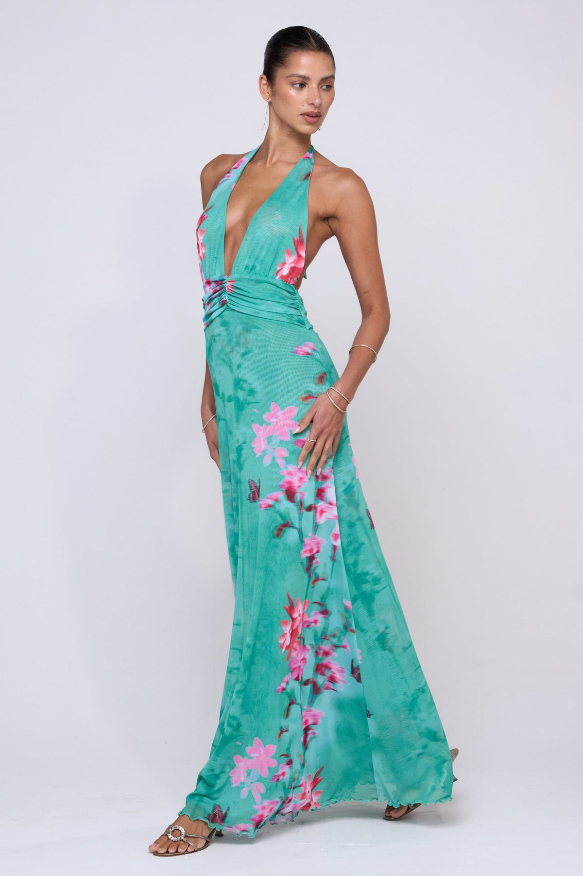 This is an image of Chelsea Maxi Dress in Clearwater - RESA featuring a model wearing the dress