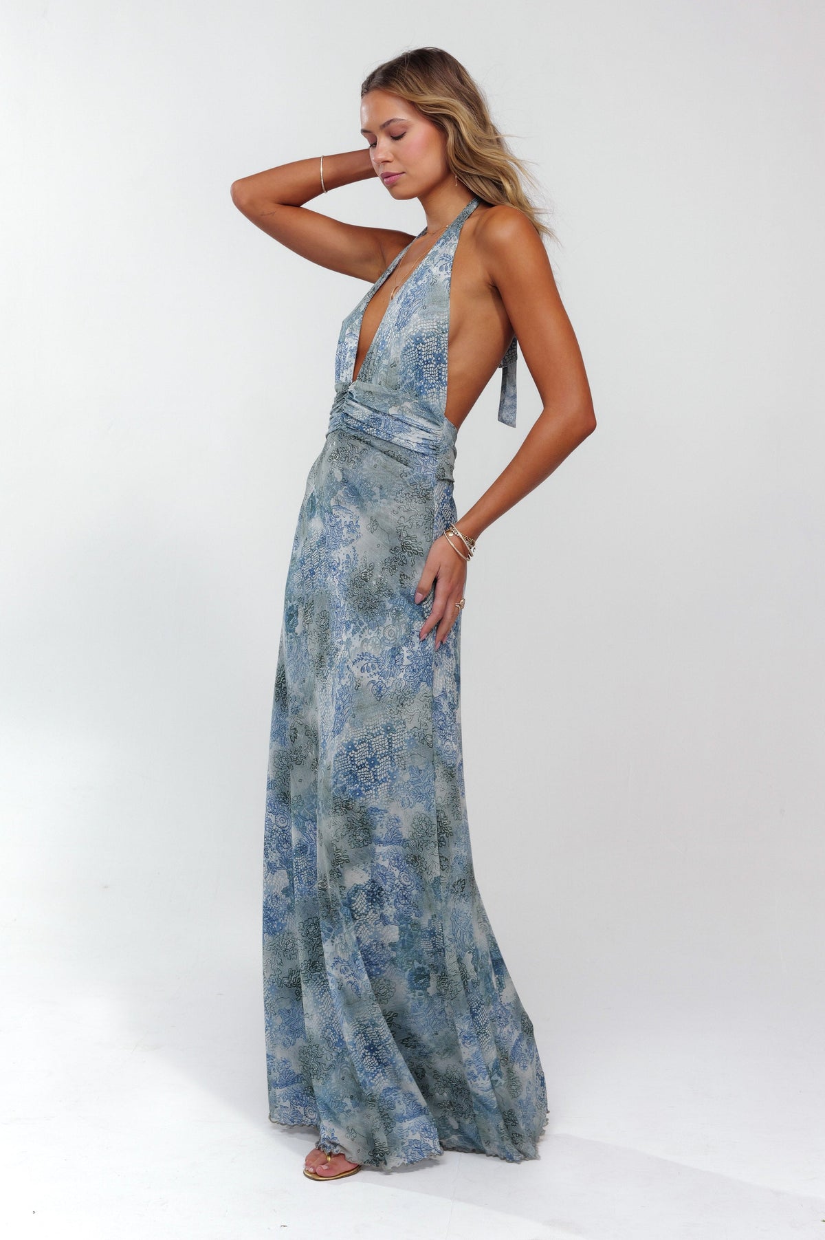 This is an image of Chelsea Maxi Dress in Siren - RESA featuring a model wearing the dress