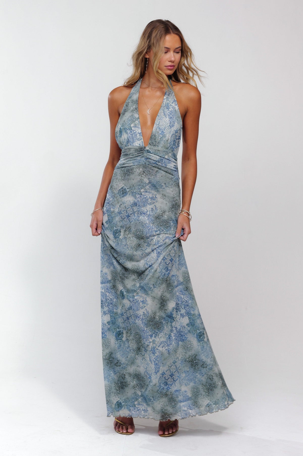 This is an image of Chelsea Maxi Dress in Siren - RESA featuring a model wearing the dress