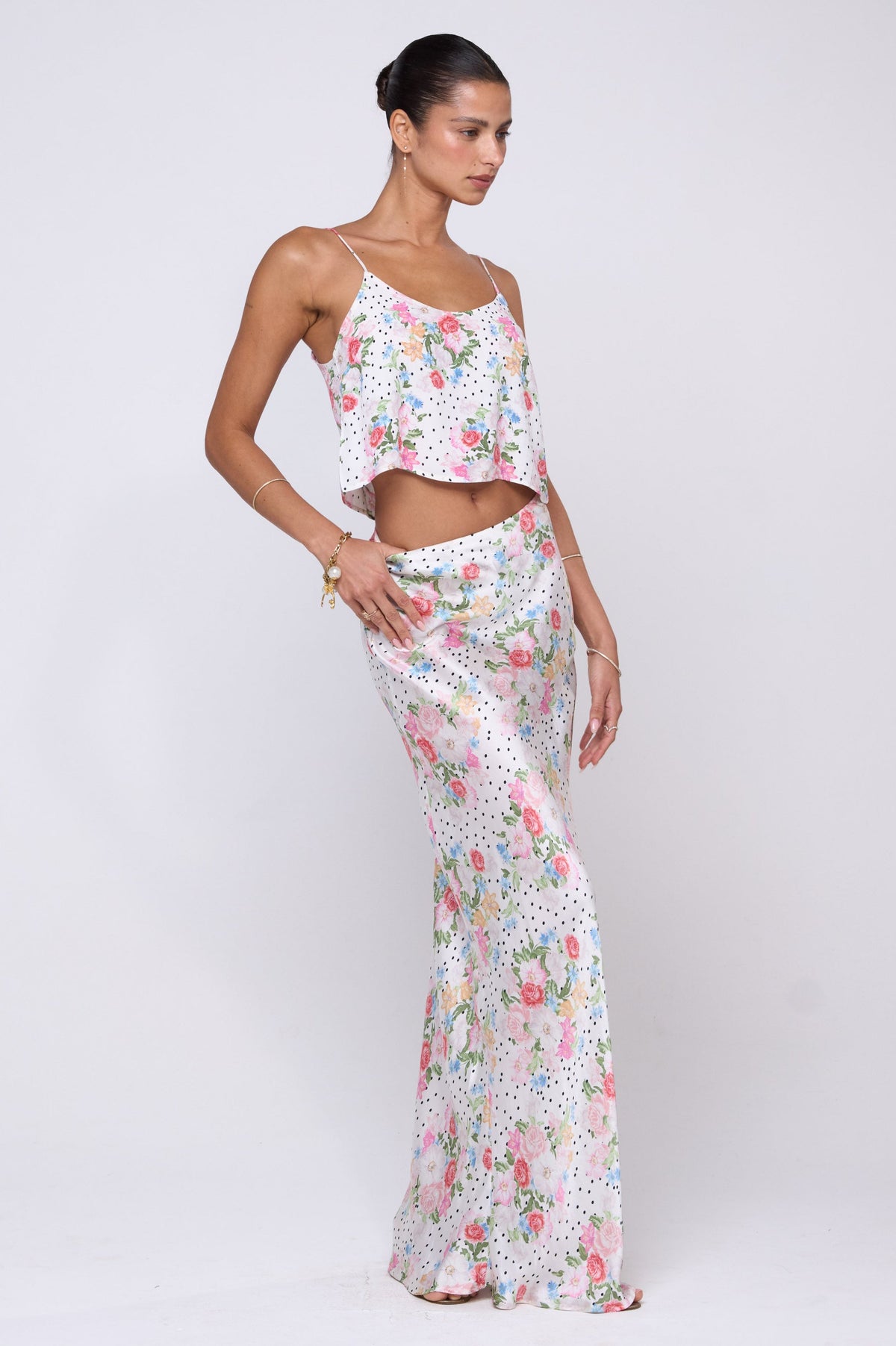 This is an image of Claire Top in Pois - RESA featuring a model wearing the dress