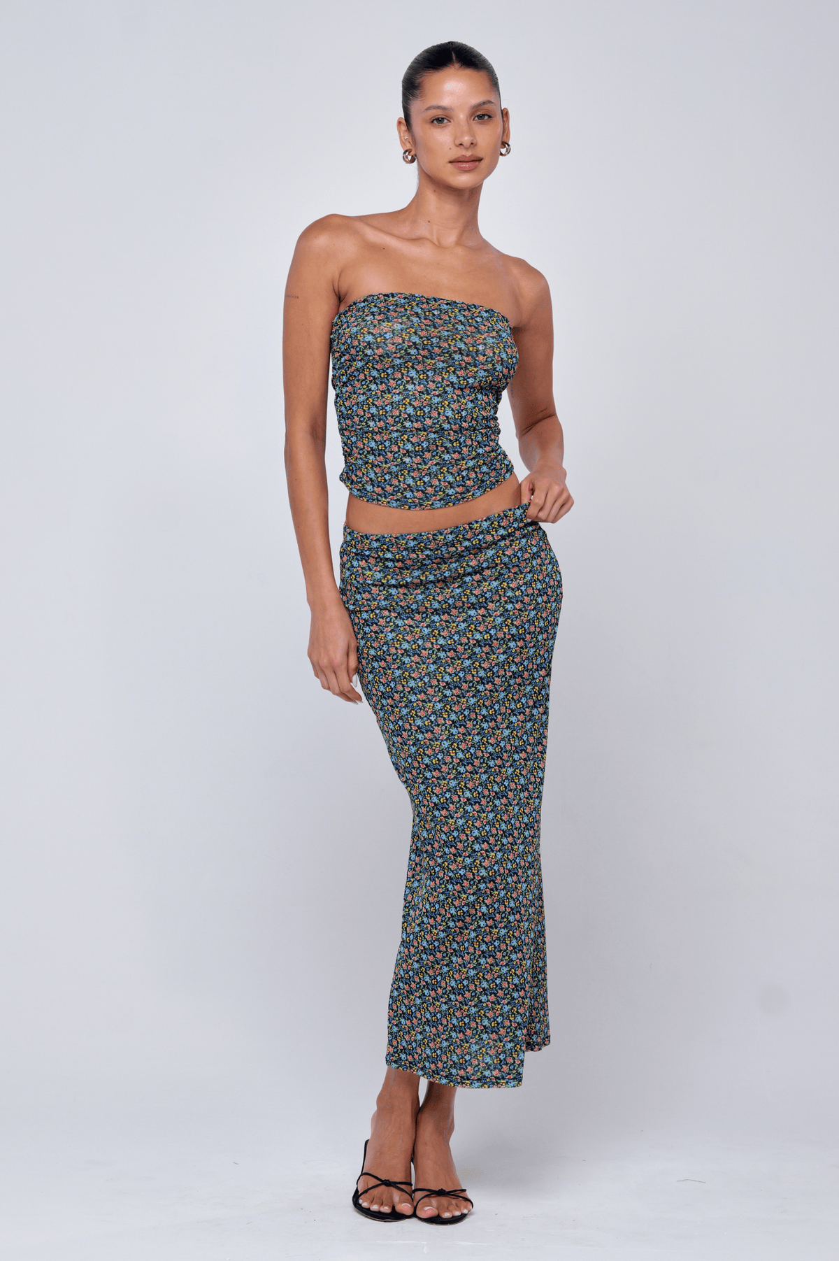This is an image of Clyde Mesh Skirt in Paros - RESA featuring a model wearing the dress